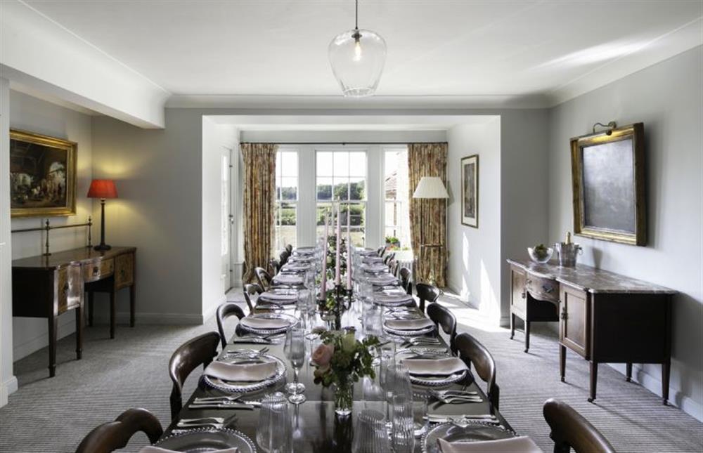 The dining room, with its far reaching views is the perfect room for celebrations at Butley Priory Farmhouse, Woodbridge