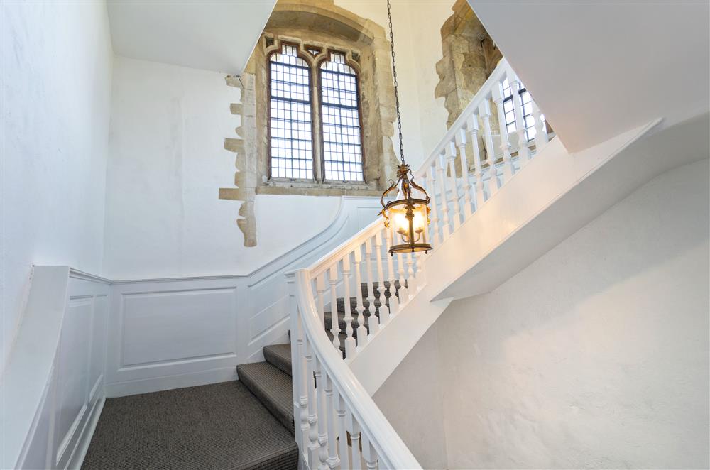 Staircase with original Georgian features at Butley Priory, Woodbridge