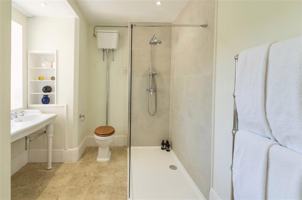 Walk-in shower in an en-suite shower room at Butley Priory, Woodbridge