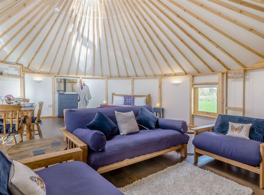 Living area at Butterfly Roundhouse in South Walsham, Norfolk