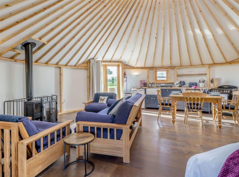 Open plan living space at Butterfly Roundhouse in South Walsham, Norfolk