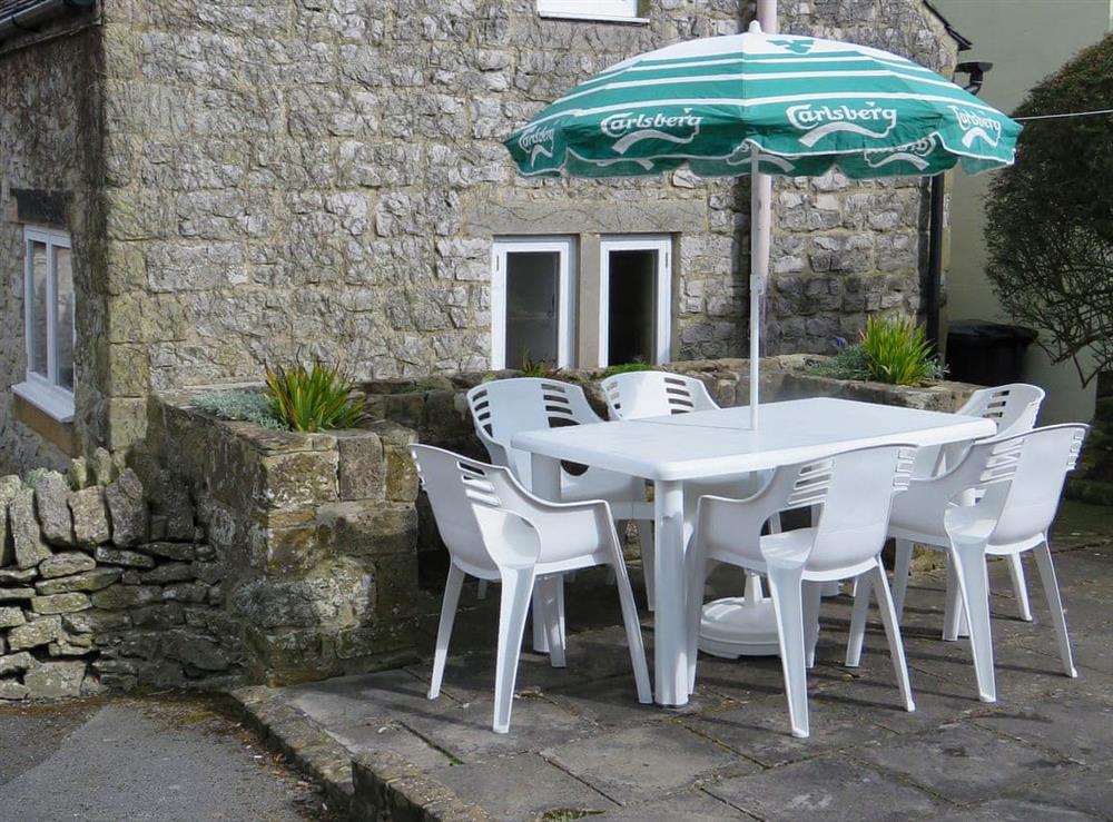 Patio at Buttermilk Cottage in Youlgreave, near Bakewell, Derbyshire