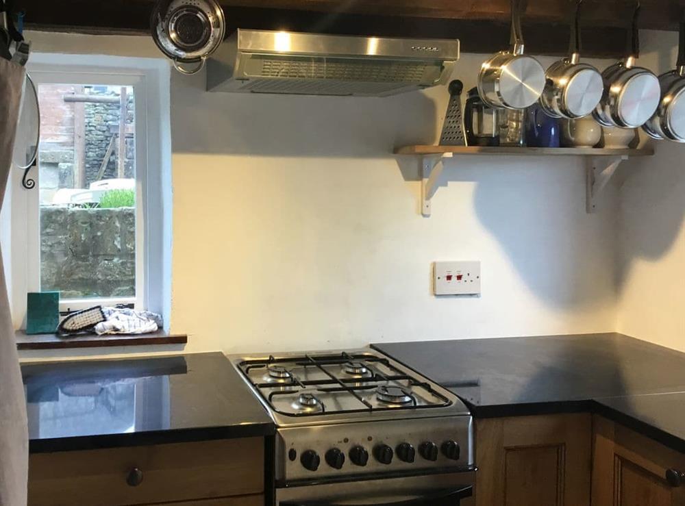 Well equipped fitted kitchen at Buttermilk Cottage in Youlgreave, near Bakewell, Derbyshire