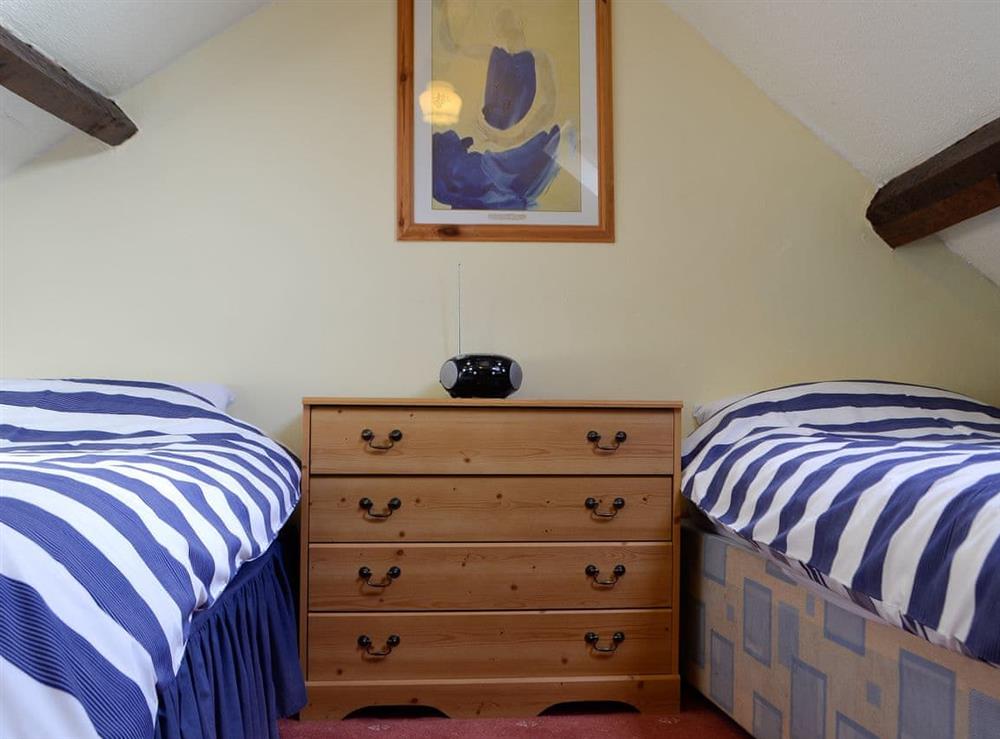 Twin bedroom at Buzzard Cottage in Defynnog, near Brecon, Powys