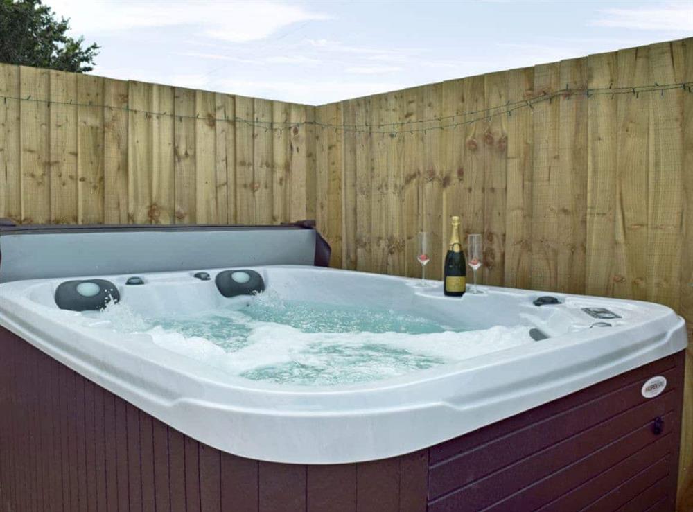 Relaxing, private hot tub at Bwthyn Bwlford in Johnston, near Broad Haven, Dyfed