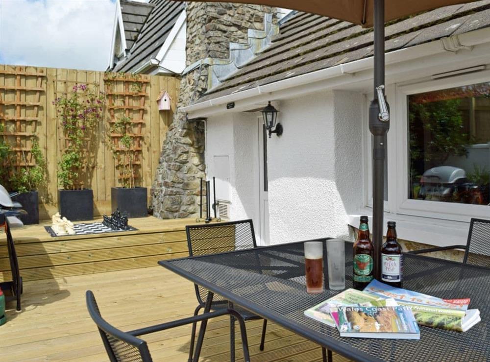 Spacious enclosed decking area at Bwthyn Bwlford in Johnston, near Broad Haven, Dyfed