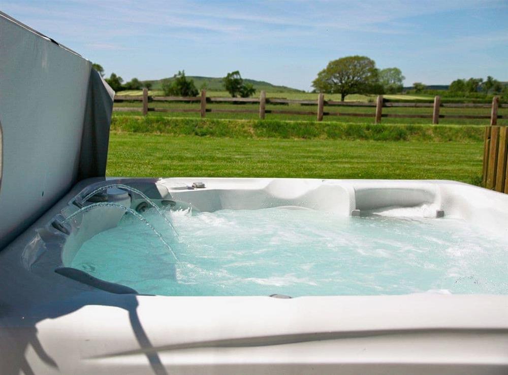 Relaxing hot tub at Bwthyn Derwen in Ystrad Meurig, Ceredigion., Dyfed