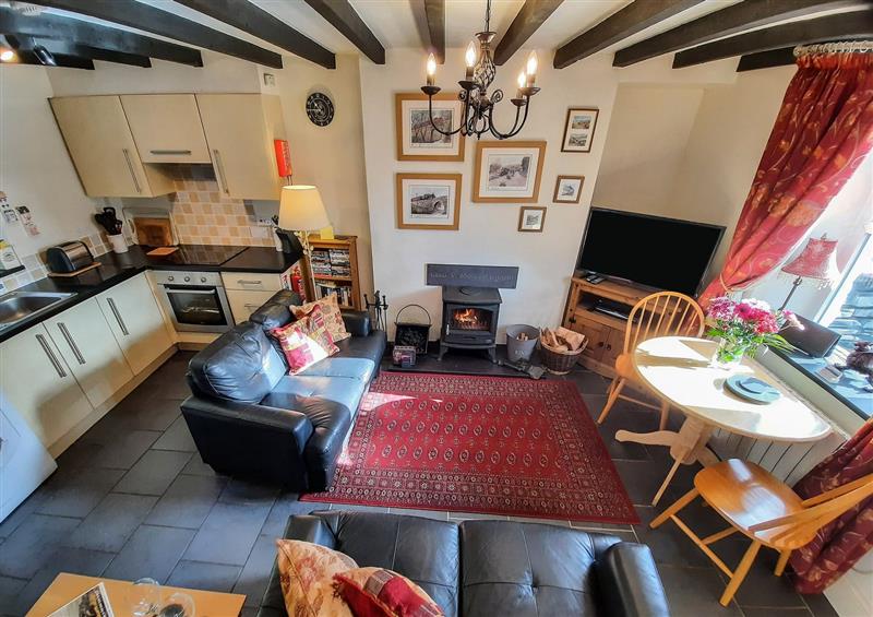 This is the living room at Bwthyn Ger Afon (Riverplace Cottage), Blaenau Ffestiniog