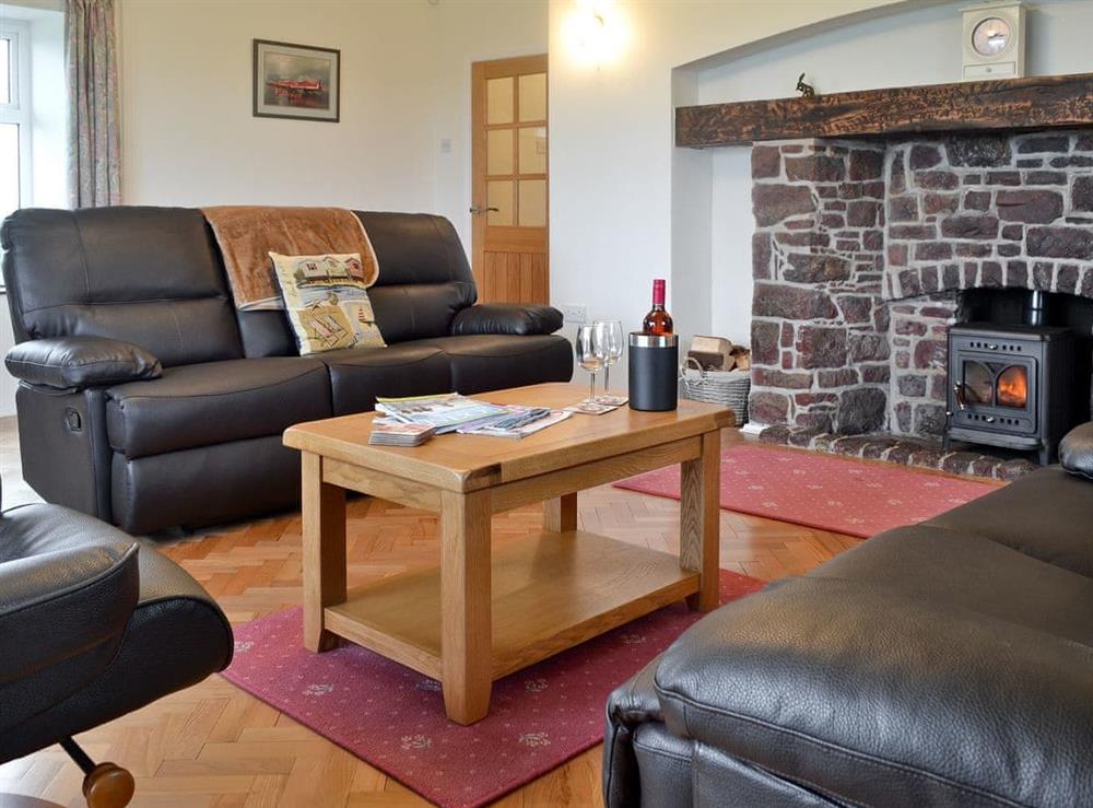 Living room with wood burning stove (photo 2) at Bwthyn Pereos in Cemaes Bay, Gwynedd