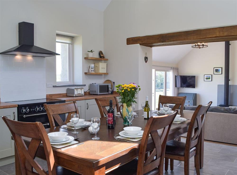 Kitchen with dining area at Bwthyn Y Bugail in Abercych, near Newcastle Emyln, Dyfed