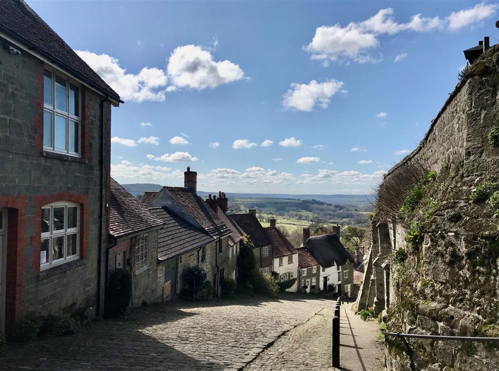 The iconic Gold Hill in Shaftesbury at Byre House, Blandford