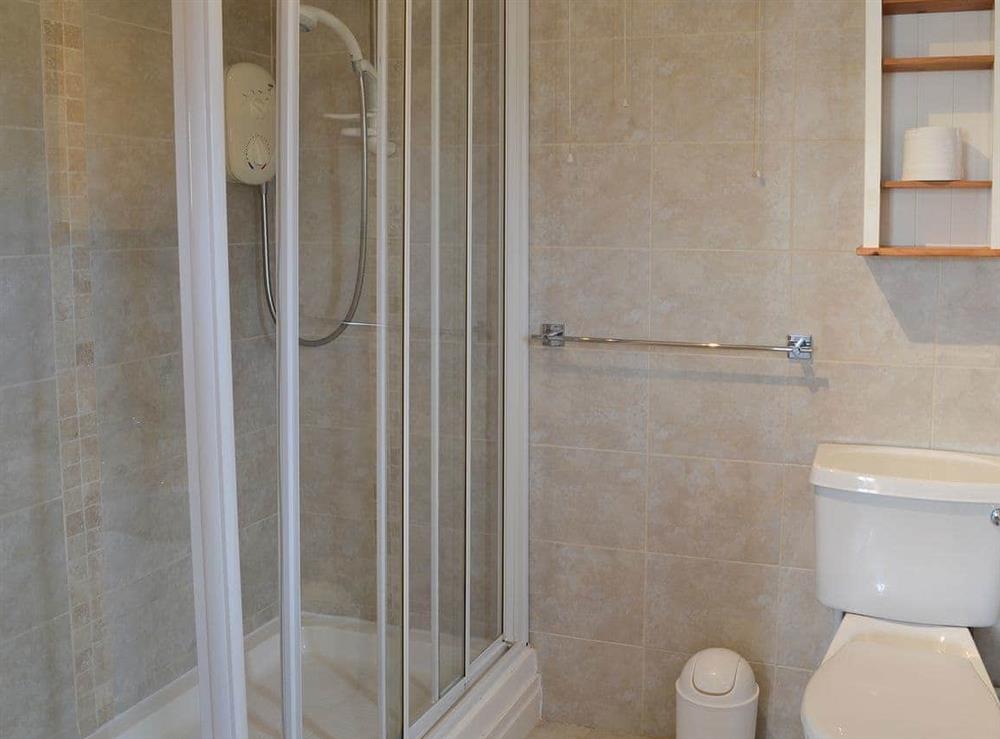 Shower room with cubicle at Cabbage Tree Cottage in Beadnell, near Alnwick, Northumberland