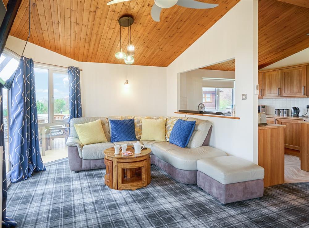 Open plan living space at Cabin Retreat in Wemyss Bay, near Glasgow, Renfrewshire