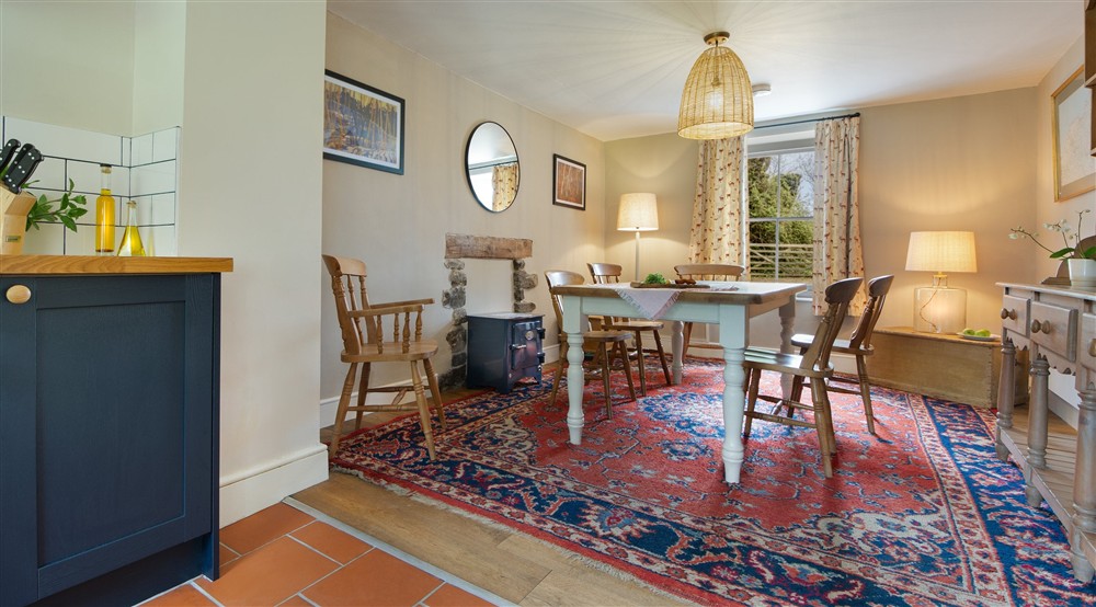 The open-plan kitchen and dining room at Caerllan in Llandysul, Ceredigion