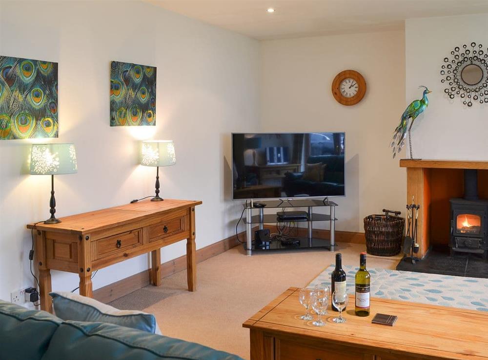 Warm and comfortable living room with woodburner at Cairn View in Aviemore, Inverness-Shire