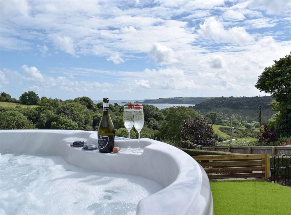 Wonderful views from the hot tub at Caldey View in Near Stepaside, Saundersfoot, Pembrokeshire, Dyfed