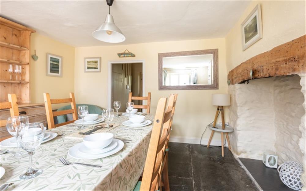 The dining area at Camac Cottage in Hope Cove