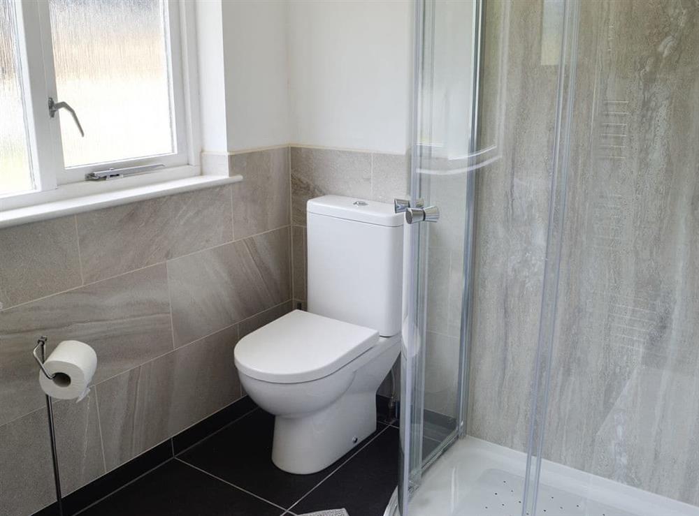 En-suite shower room at Cambrian Mountain View in Llanafan-fawr, near Builth Wells, Powys