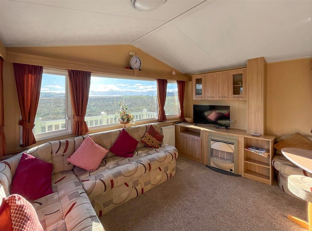 Open plan living space at Cambrian Rio in Borth, Dyfed