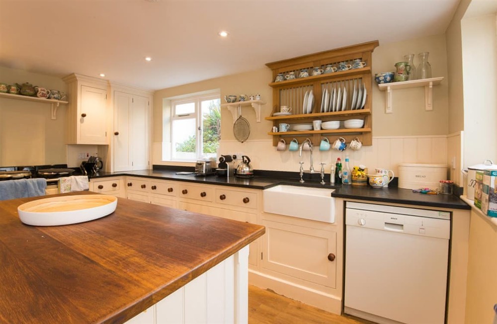 Kitchen area at Camellia Cottage in St Mawes, Cornwall