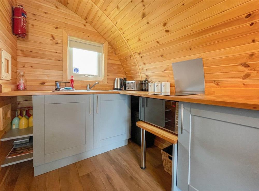 Kitchen area at Camster Pods-Craggy Call in Lybster, near Wick, Caithness
