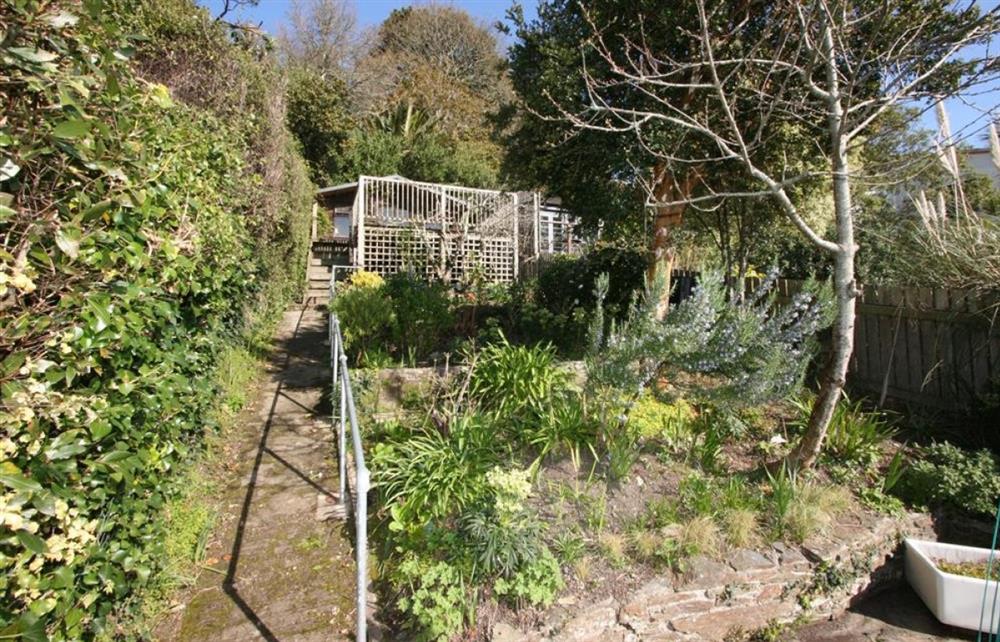Rear terraced garden at Captains Cottage in St Mawes