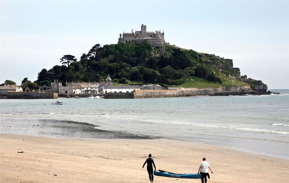 Beautiful sandy beaches looking out over St Michael’s Mount at Captains House, Marazion