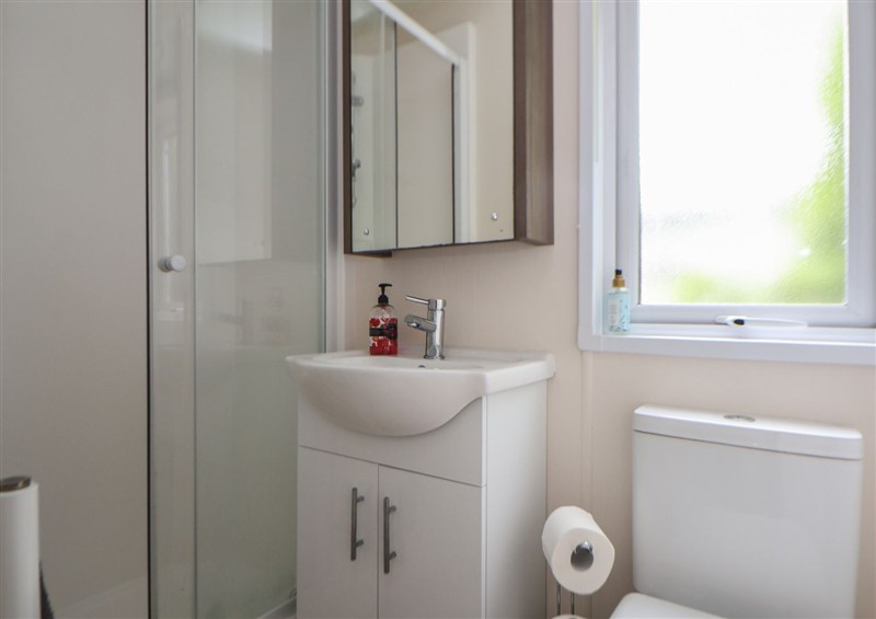 This is the bathroom at Caravan 96, Llanfwrog
