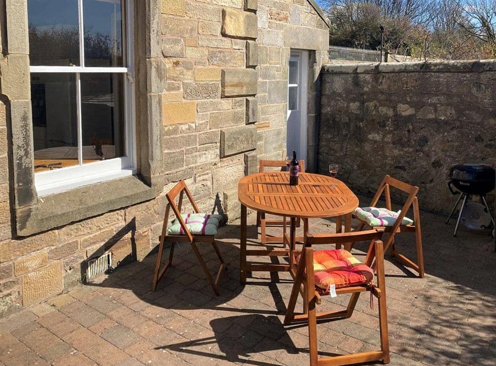 Patio at Cardy Cottage in Lower Largo, Fife., Great Britain