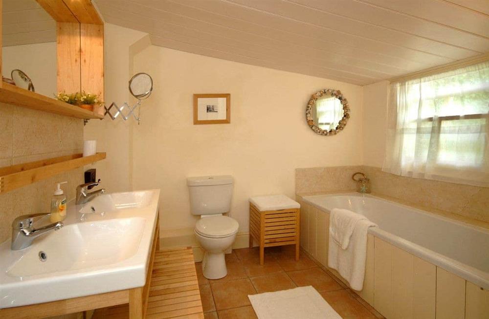 The bathroom at Carew Cottage in Manorbier, Pembrokeshire, Dyfed