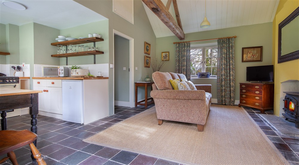 The open-plan living space at Cariad Cottage in Llandeilo, Carmarthenshire