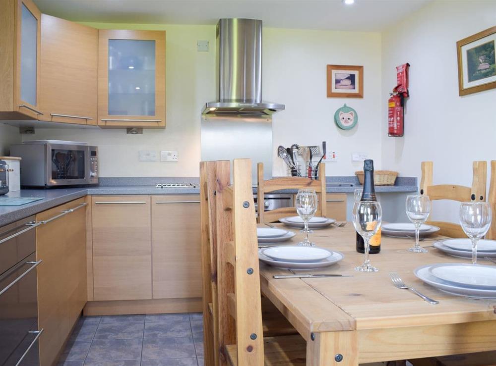 Well equipped kitchen with dining area at Carmarthen Cottages- Barn Cottage in Cwmdu, near Carmarthen, Dyfed