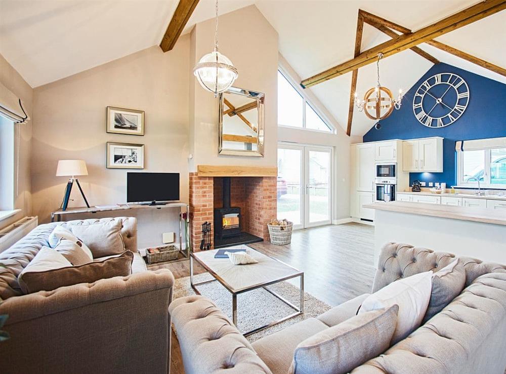 Light and airy open-plan living space at Carmel in Beadnell, near Seahouses, Northumberland