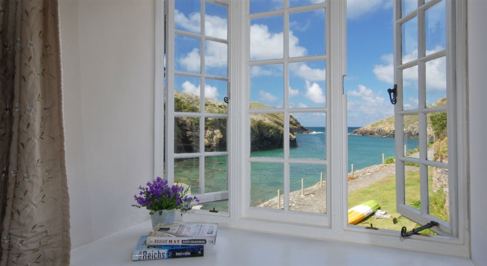 The view from the open-plan kitchen, sitting and dining room of Carolina Cellar at Carolina Cellar in Port Quin, Cornwall