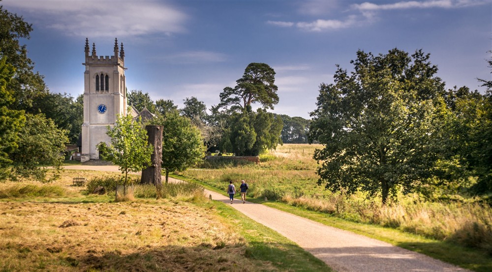 St Marys Church, in the Ickworth Estate parkland, Suffolk at Carpenters Cottage in Bury St. Edmunds, Suffolk