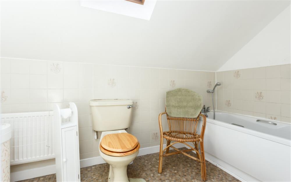 The bathroom at Carriage House Cottage in East End