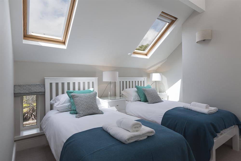 Twin bedroom at Carriage Loft Cottage in Hillfield, Dartmouth