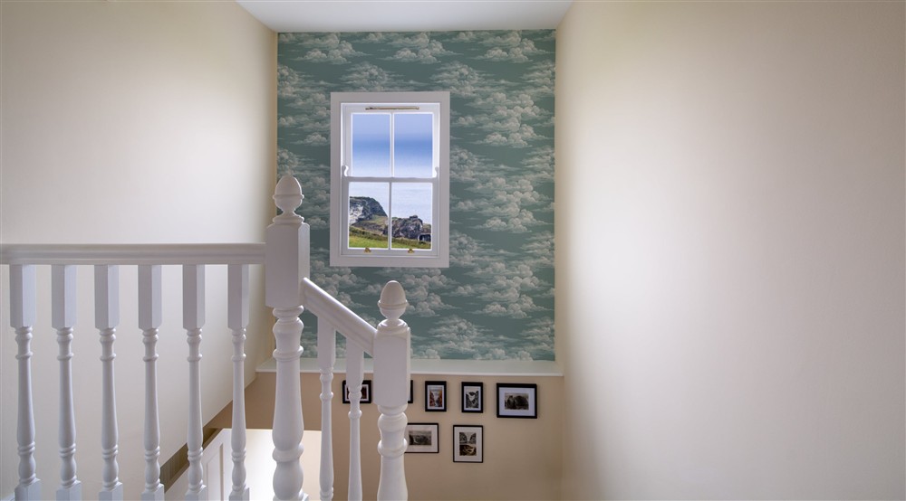 The view from the landing at Carrick-a-rede Cottage in Ballycastle, County Antrim