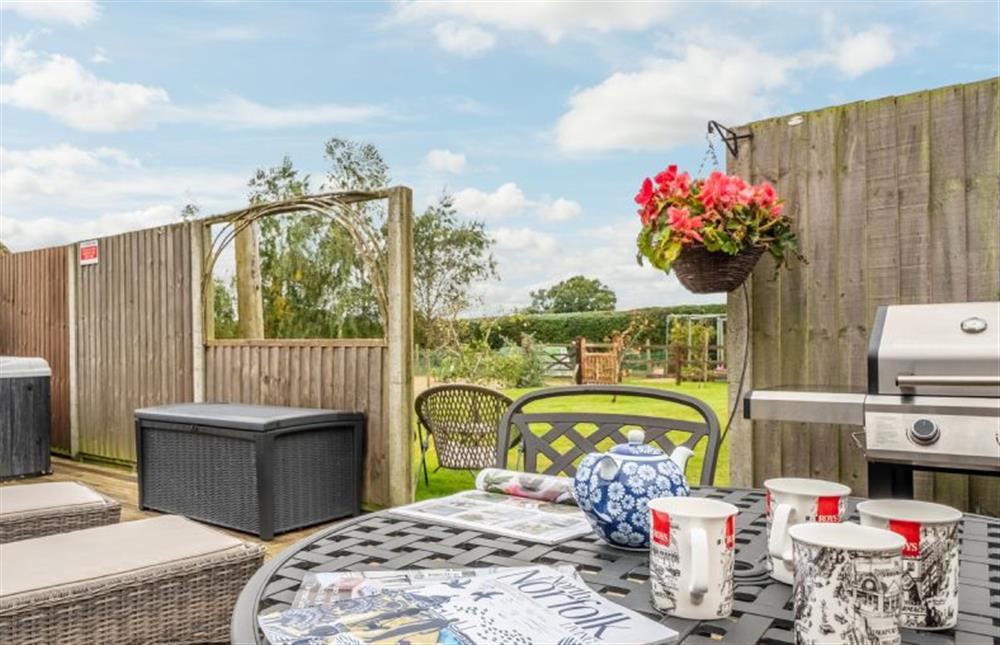 Fancy a barbecue and a dip in the hot tub? at Cartshed Lodge, Hoveton near Norwich