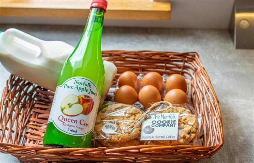 Local treats, including fresh eggs  at Cartshed Lodge, Hoveton near Norwich