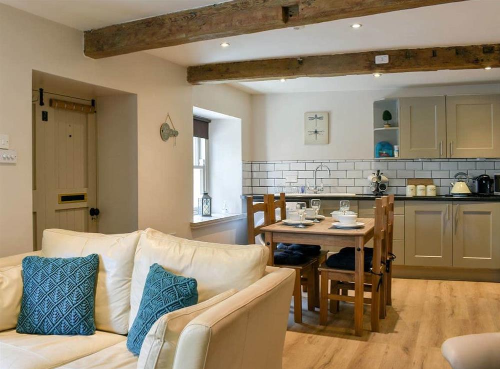 Open plan living space at Cartwheel Cottage in Hawes, North Yorkshire