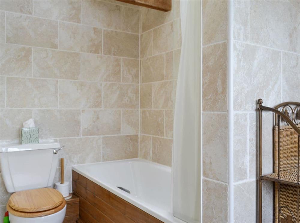 Family bathroom with shower over bath at Cass Lodge in York, North Yorkshire