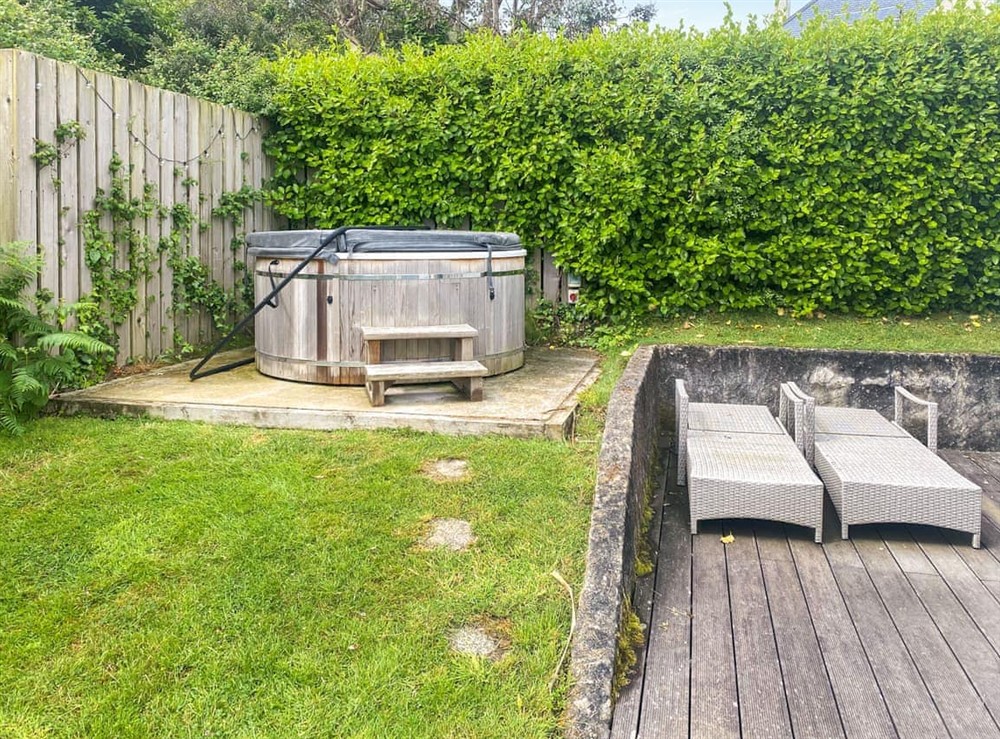 Hot tub at Castaway in St Maws, near Falmouth, Cornwall