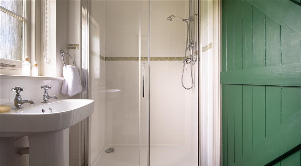 The shower room at Castell Farmhouse in Fishguard, Pembrokeshire