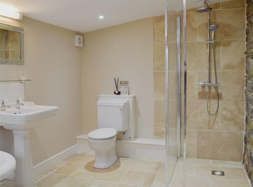 Spacious bathroom with walk-in-shower at Castle Farm in Tufton, near Haverfordwest, Dyfed