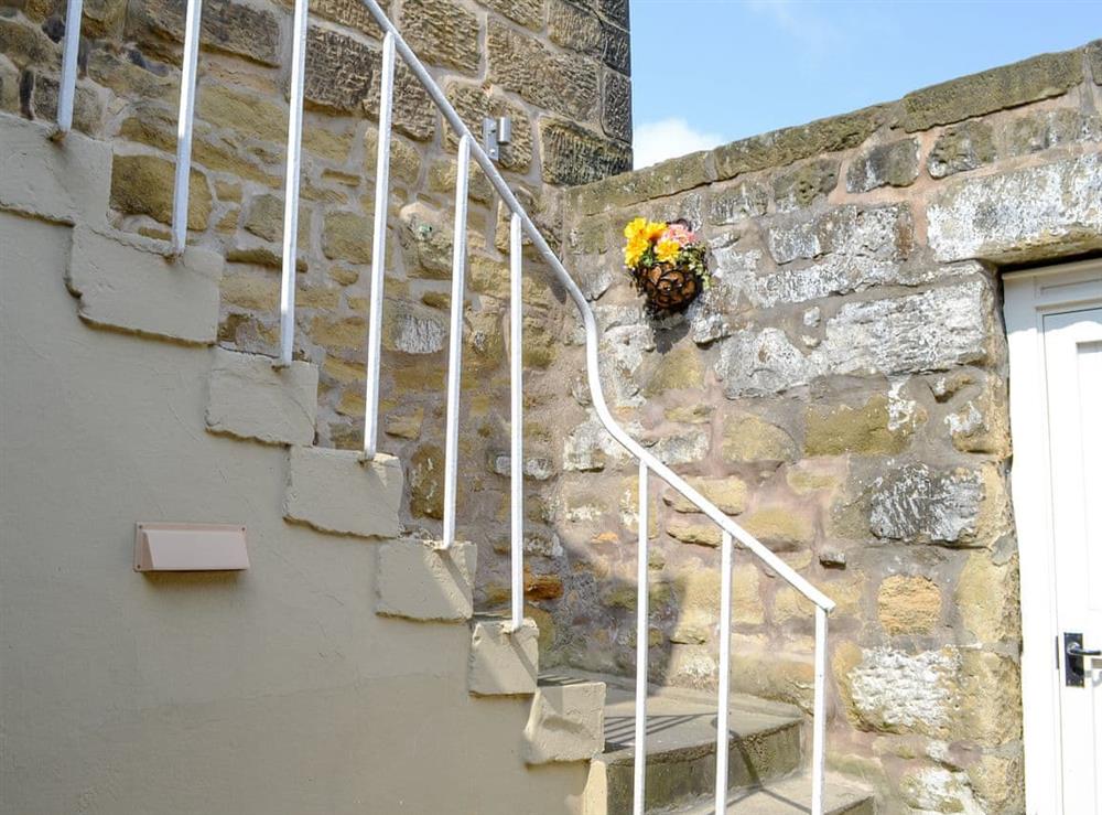 Stairs to the apartment at Castle Keep View in Alnwick, Northumberland