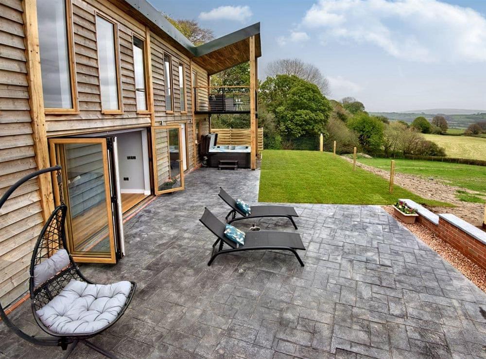 Patio at Castle View in Painscastle, near Builth Wells, Powys