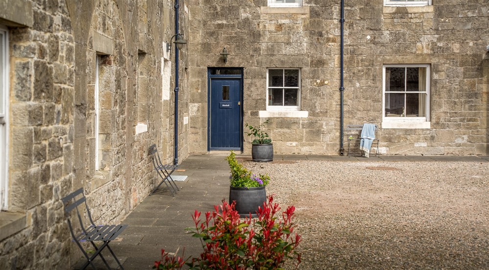The exterior of Bluebell Cottage, County Fermanagh at Castle Ward Bunkhouse in Downpatrick, County Down