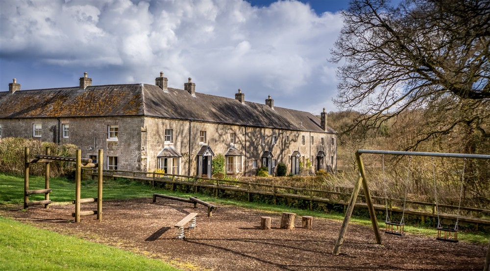 The exterior of Woodford Cottage, County Fermanagh at Castle Ward Bunkhouse in Downpatrick, County Down