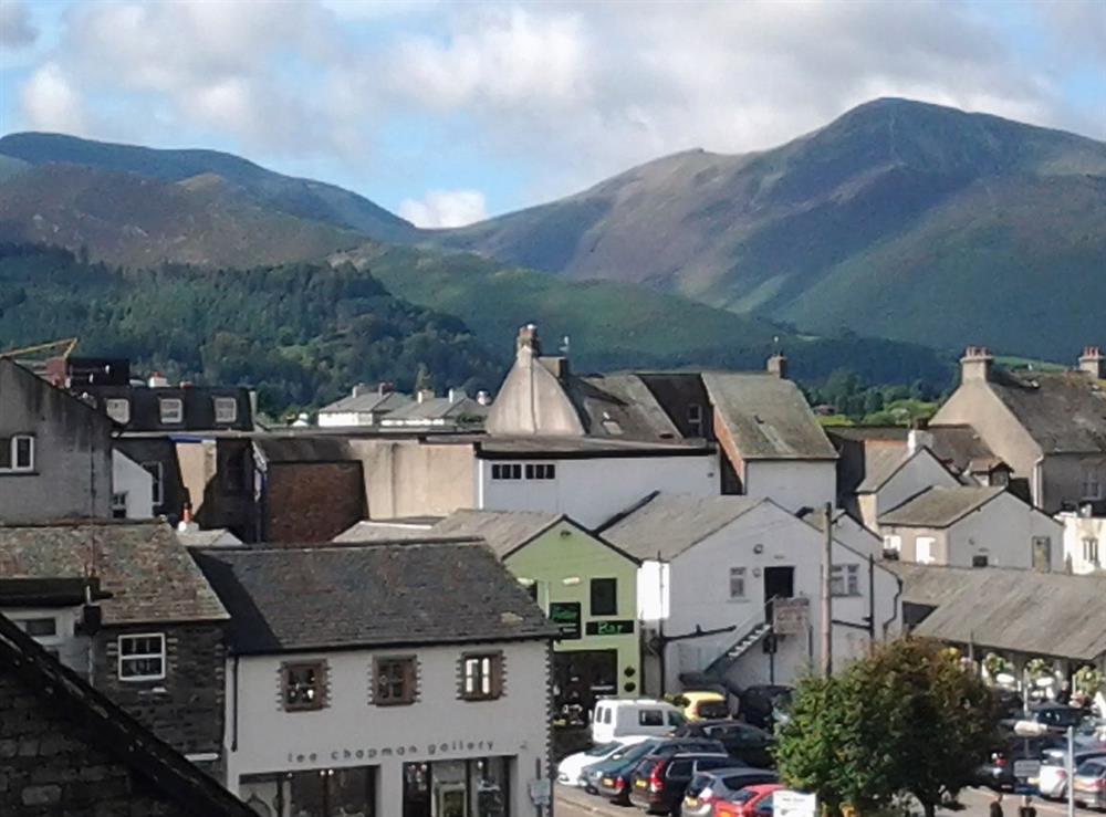 Hills towering over the town at Catbells Cottage in Keswick, Cumbria